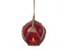 LED Lighted Red Japanese Glass Ball Fishing Float with Brown Netting Christmas Tree Ornament 4 - 6
