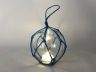 LED Lighted Clear Japanese Glass Ball Fishing Float with Blue Netting Christmas Tree Ornament 4 - 7