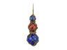 Blue - Red - Blue Japanese Glass Ball Fishing Floats with Brown Netting Decoration 11 - 1