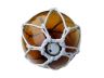 LED Lighted Amber Japanese Glass Ball Fishing Float with White Netting Decoration 10 - 4