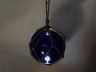LED Lighted Dark Blue Japanese Glass Ball Fishing Float with Brown Netting Decoration 10 - 6