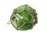 LED Lighted Green Japanese Glass Ball Fishing Float with Brown Netting Decoration 10 - 5