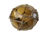 LED Lighted Amber Japanese Glass Ball Fishing Float with Brown Netting Decoration 10 - 5