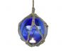 LED Lighted Dark Blue Japanese Glass Ball Fishing Float with Brown Netting Decoration 6 - 3
