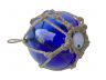 LED Lighted Dark Blue Japanese Glass Ball Fishing Float with Brown Netting Decoration 6 - 4