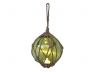 LED Lighted Green Japanese Glass Ball Fishing Float with Brown Netting Decoration 6 - 3