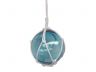 LED Lighted Light Blue Japanese Glass Ball Fishing Float with White Netting Decoration 6 - 4