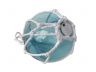 LED Lighted Light Blue Japanese Glass Ball Fishing Float with White Netting Decoration 6 - 1