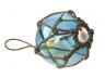 LED Lighted Light Blue Japanese Glass Ball Fishing Float with Brown Netting Decoration 6 - 5