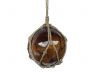 LED Lighted Amber Japanese Glass Ball Fishing Float with Brown Netting Decoration 6 - 2