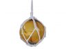 Amber Japanese Glass Ball Fishing Float With White Netting Decoration 6 - 1