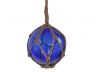 Blue Japanese Glass Ball Fishing Float With Brown Netting Decoration 6 - 4