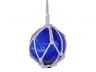 Blue Japanese Glass Ball Fishing Float With White Netting Decoration 6 - 3