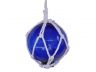 Blue Japanese Glass Ball Fishing Float With White Netting Decoration 6 - 1