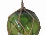 Green Japanese Glass Ball Fishing Float With Brown Netting Decoration 10 - 3