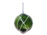 Green Japanese Glass Ball Fishing Float With White Netting Decoration 10 - 3