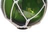 Green Japanese Glass Ball Fishing Float With White Netting Decoration 10 - 1