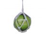 Green Japanese Glass Ball Fishing Float With White Netting Decoration 6 - 1