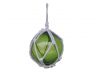 Green Japanese Glass Ball Fishing Float With White Netting Decoration 6 - 2