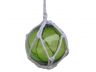 Green Japanese Glass Ball Fishing Float With White Netting Decoration 6 - 5