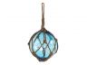 Light Blue Japanese Glass Ball Fishing Float With Brown Netting Decoration 6 - 1