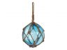 Light Blue Japanese Glass Ball Fishing Float With Brown Netting Decoration 6 - 4