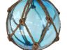 Light Blue Japanese Glass Ball Fishing Float With Brown Netting Decoration 6 - 5