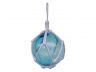 Light Blue Japanese Glass Ball Fishing Float With White Netting Decoration 6 - 3