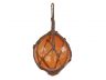 Orange Japanese Glass Ball Fishing Float With Brown Netting Decoration 6 - 4