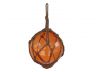 Orange Japanese Glass Ball Fishing Float With Brown Netting Decoration 6 - 1
