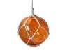 Orange Japanese Glass Ball Fishing Float With White Netting Decoration 10 - 4