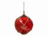 Red Japanese Glass Ball Fishing Float With Brown Netting Decoration 10 - 1