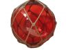 Red Japanese Glass Ball Fishing Float With Brown Netting Decoration 10 - 2