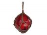 Red Japanese Glass Ball Fishing Float With Brown Netting Decoration 6 - 8