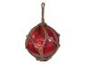 Red Japanese Glass Ball Fishing Float With Brown Netting Decoration 6 - 3