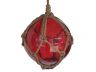Red Japanese Glass Ball Fishing Float With Brown Netting Decoration 6 - 5