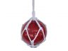 Red Japanese Glass Ball Fishing Float With White Netting Decoration 6 - 2