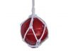 Red Japanese Glass Ball Fishing Float With White Netting Decoration 6 - 1