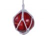 Red Japanese Glass Ball Fishing Float With White Netting Decoration 6 - 5