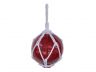 Red Japanese Glass Ball Fishing Float With White Netting Decoration 6 - 6