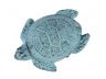 Dark Blue Whitewashed Cast Iron Decorative Turtle Paperweight 4 - 2