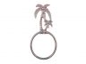 Rustic Copper Cast Iron Palm Tree Bathroom Set of 3 - Large Bath Towel Holder and Towel Ring and Toilet Paper Holder - 2