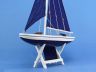 Wooden It Floats 21 - Blue Floating Sailboat Model with Blue Sails - 5