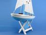 Wooden Decorative Sailboat Model 21 - Light Blue Sailboat Model - 3