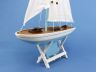 Wooden It Floats 21 - Light Blue Floating Sailboat Model - 4