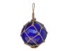 Blue Japanese Glass Ball Fishing Float With Brown Netting Decoration 12 - 3