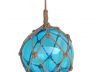 Light Blue Japanese Glass Ball Fishing Float With Brown Netting Decoration 12 - 1