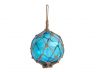 Light Blue Japanese Glass Ball Fishing Float With Brown Netting Decoration 12 - 4