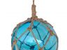 Light Blue Japanese Glass Ball Fishing Float With Brown Netting Decoration 12 - 2