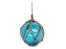 Light Blue Japanese Glass Ball Fishing Float With Brown Netting Decoration 8 - 2